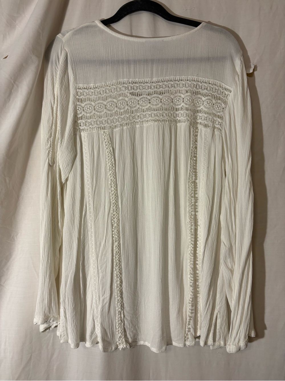Avenue Cream Lace-Trim V-Neck Tunic Top - Picture 2 of 4